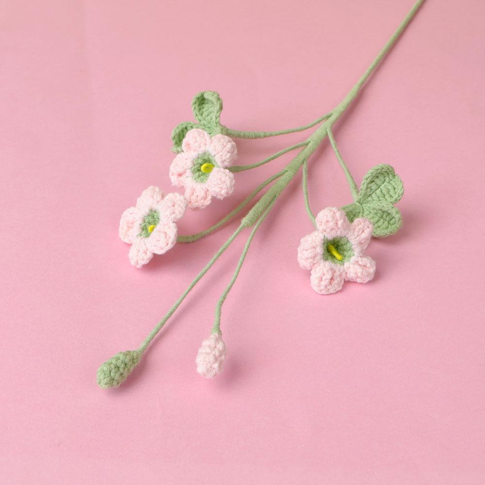 Cute Oxalis Crochet Bouquet Lovely Knitted Flowers Creative Fake Flower with Bud Home Decor Gift