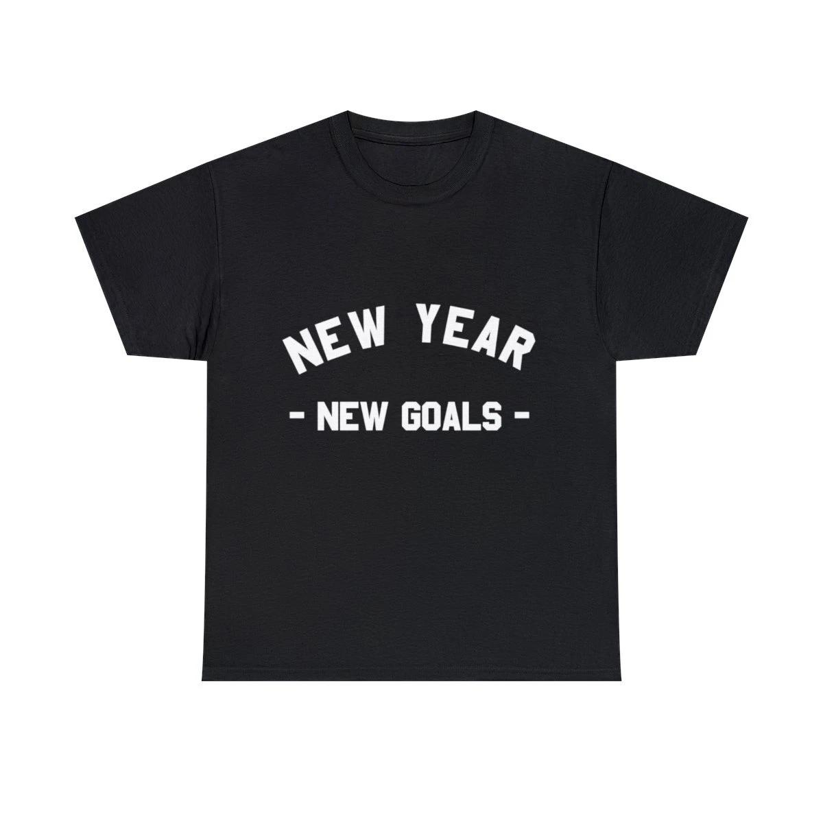 

New Year New Goals Workout Fitness Graphic Tee Shirt, S-5XL S