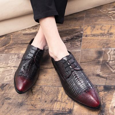 Crocodile Pattern Leather Shoes Men's Korean Version of Trendy Casual Men's Shoes Foreign Trade British Style Business Dress Men's Leather Shoes