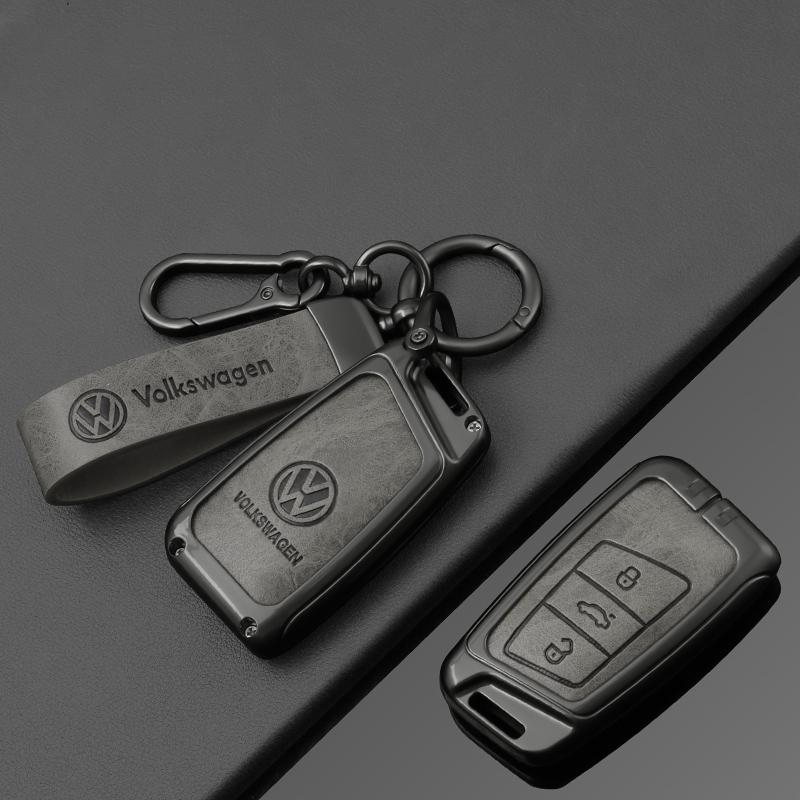 Alloy Leather Car Key Case Full Cover Shell For VW Volkswagen Passat B8 Tiguan Magotan Protector Keychain Keychain Accessories ze3