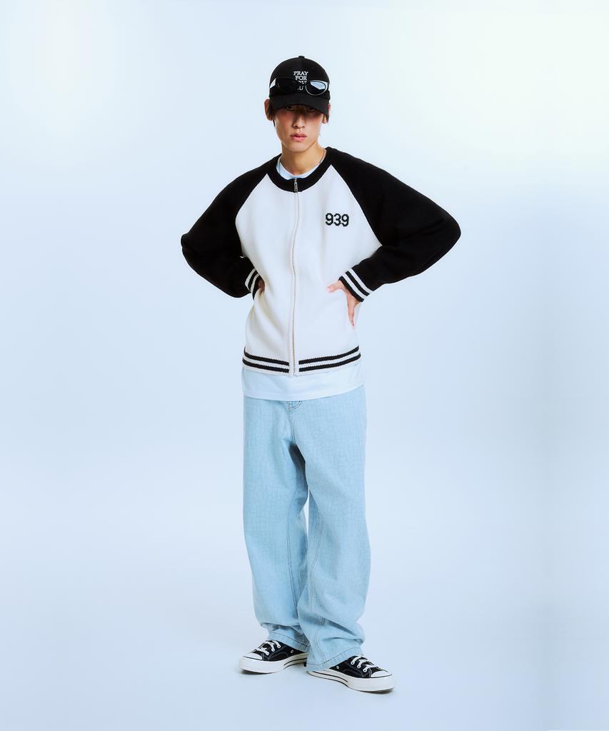 Akaibeuboldeu 939 Raglan Knit Zip-Up (Black)
