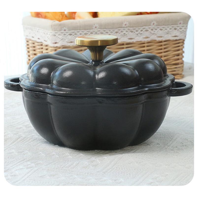 Zhi Shi Black Enamel Pumpkin Pot 18CM