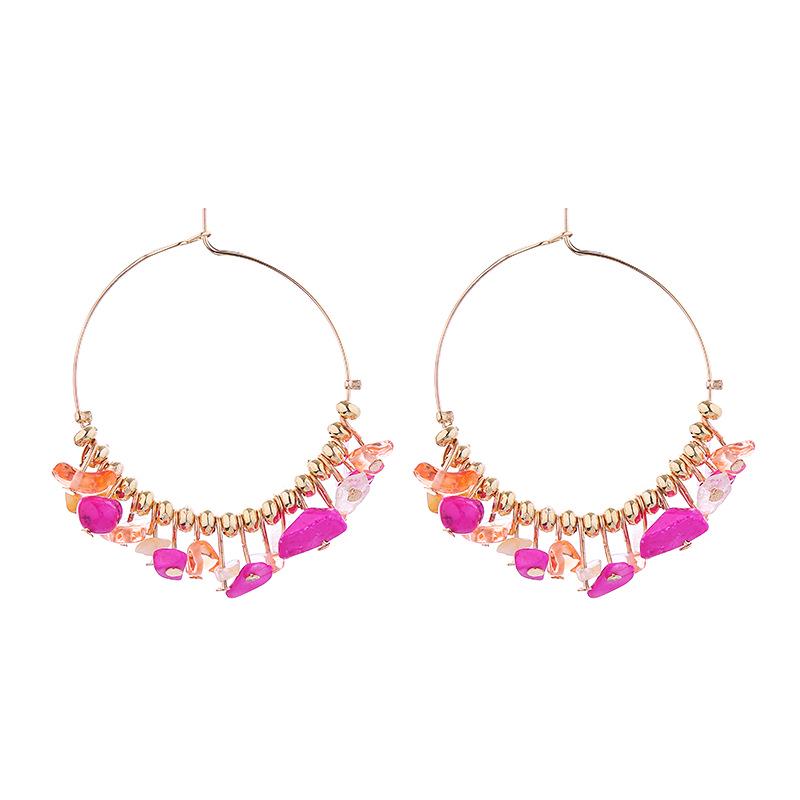 Bohemian Geometric Resin Hoop Earrings for Women - Holiday Style with Irregular Stone Design