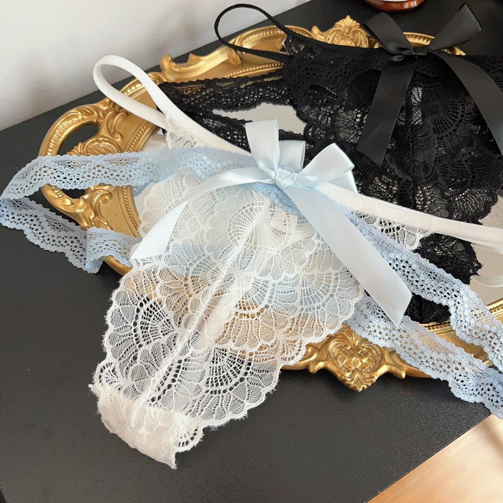 Women's Thong Sexy Lace Panties Women's Low Waist Pure Desire Bow Breathable Seamless Smooth and Soft Lingerie