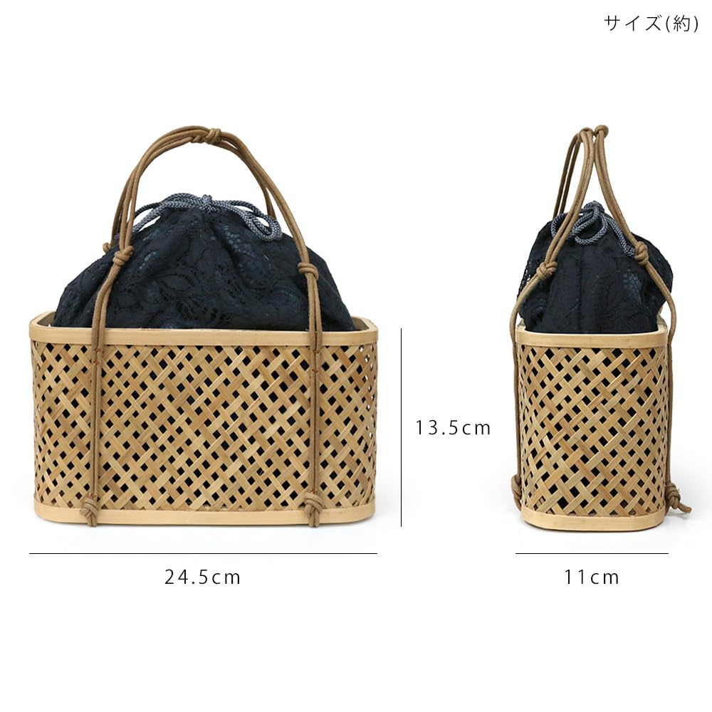 Basket yukata drawstring white basket bag, basket, basket, lace, basket, 6030055097995 (purple)