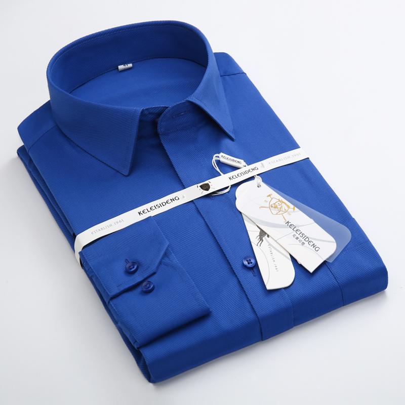 Formal Solid Twill Long Sleeve Regular Fit Excellent Office Man's Work Shirt