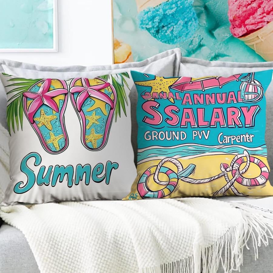 Simple and Cute Throw Pillow Cover, Short Plush Print, Summer Cushion Cover, Home Living Room Sofa Decoration Pillow Cover, Cushion Cover