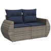 4 Piece Garden Sofa Set with Cushions Gray Poly Rattan