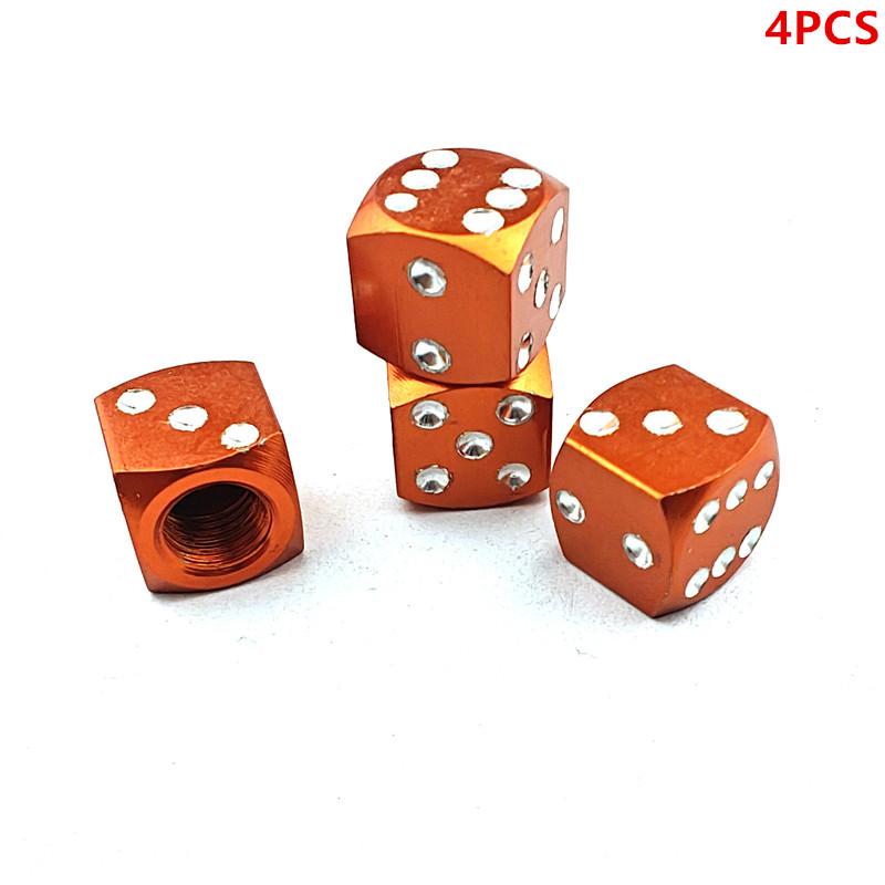 4Pcs Aluminum Alloy Tire Valve Caps Dice Wheel Stem Tyre Tire Wheel Stem Air Valve Dust Cover For Car Truck Motorcycle Bike