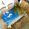 Tischdecke mit Strand-, Meereslandschafts- und Kokosnussbaum-Muster, dicke Baumwolle, rechteckig, rund, für Hochzeits-Picknick-Partys