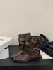 Autumn and winter new European and American sexy babes white high-heeled short boots belt buckle rivet babes square trousers boots
