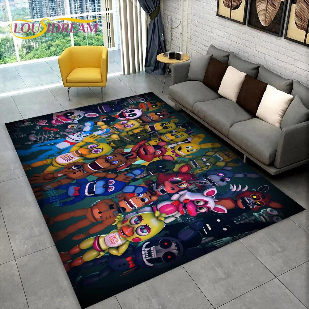 Horror Game FNAF Freddy Film Teppich Teppich für Zuhause Wohnzimmer Schlafzimmer Sofa Fußmatte Dekoration, Kinder Spielzimmer Teppich Rutschfeste Bodenmatte