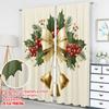 2pcs 2D Flat Printing Christmas Classic Hot Curtains Christmas Holly Bells Garland Digital Printed Polyester Drapes Family Party