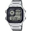 Men S Digital Watch Metal Band Silver Ae 1200whd 1av