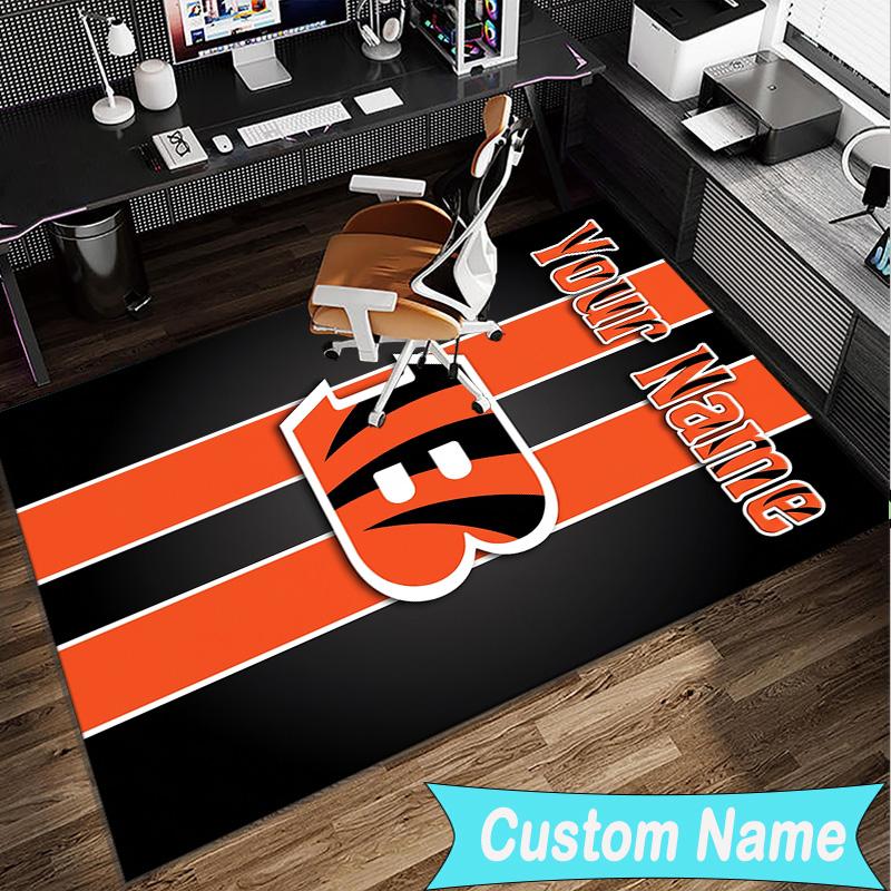 Custom Name Rug Bengals Team Logo Artwork Area Rug Suitable for Indoor And Outdoor,Carpets for Homes, Offices,Living Rooms,Home Decor,Christmas Gift