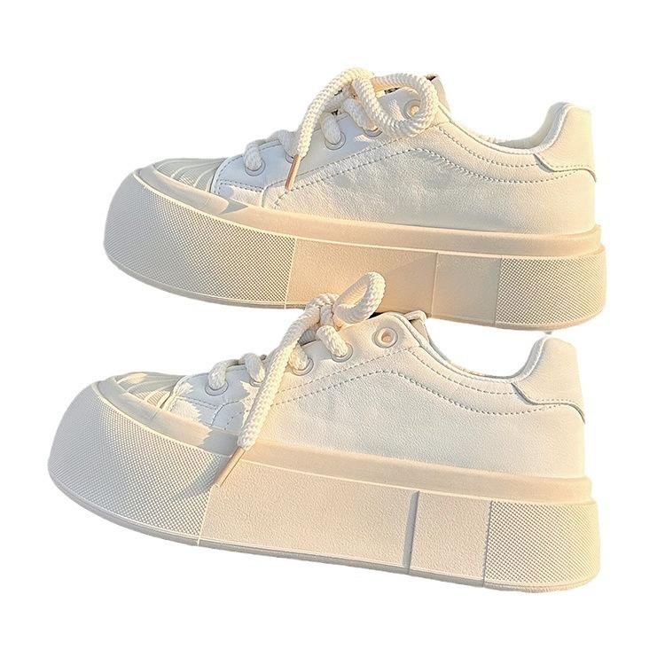Shell Head Board Shoes Women's Platform Heightening White Shoes 2025 Spring New Shoes Versatile Niche Trendy Casual Women's Shoes