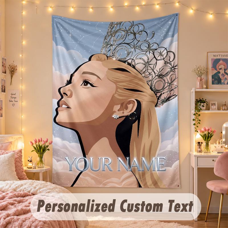 Benutzerdefinierte Personalisierte Wandteppich, Ariana Grande Druck Benutzerdefinierter Name Text Wandkunst Hängend für Schlafzimmer