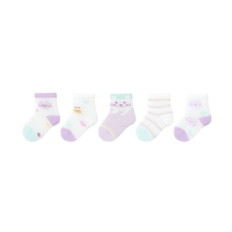 Balabala 5 Pairs Baby Socks Summer Mesh Socks Thin Breathable Infant Toddler Short Socks Cold-proof Boneless 5 Pairs Set