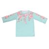Women Tops Round Neck Long Sleeve Loose Fit Tee Shirt 3D Flower Printing Faux Pearls Decor Pullover Tops Casual Office Wear