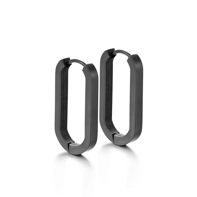 Gold Silver Color Black U-Shaped Stainless Steel Earrings Women Classic Simple Compact and Exquisite Hoop Earrings Daily Jewelry