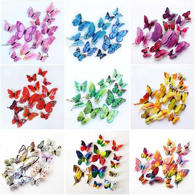 Décoration de mariage papillon 3D Stickers muraux décoratifs pour la maison Autocollants papillon durables Bureau