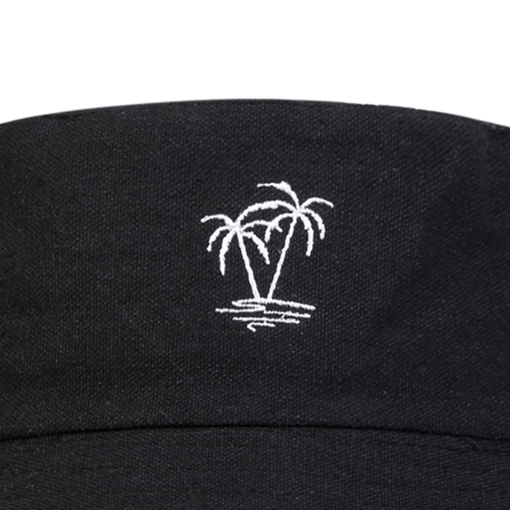 Unisex Coconut Tree Embroidery Double Sided Wearing Bucket Hats Fishermen Caps Outdoor Casual Cap Sunscreen Hat