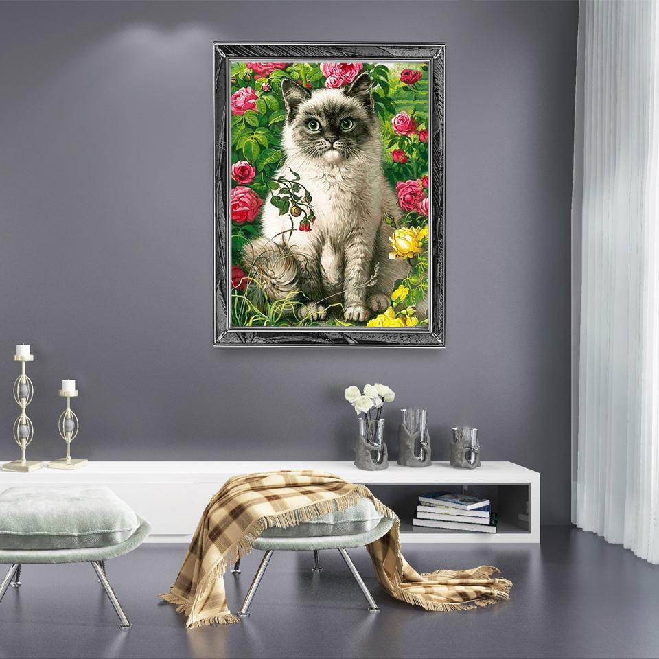 DIY 5D Flowers Diamond Mosaic Animal Diamond Painting Cat Diamond Embroidery Cross Stitch Picture Of Rhinestones Handcraft Gift