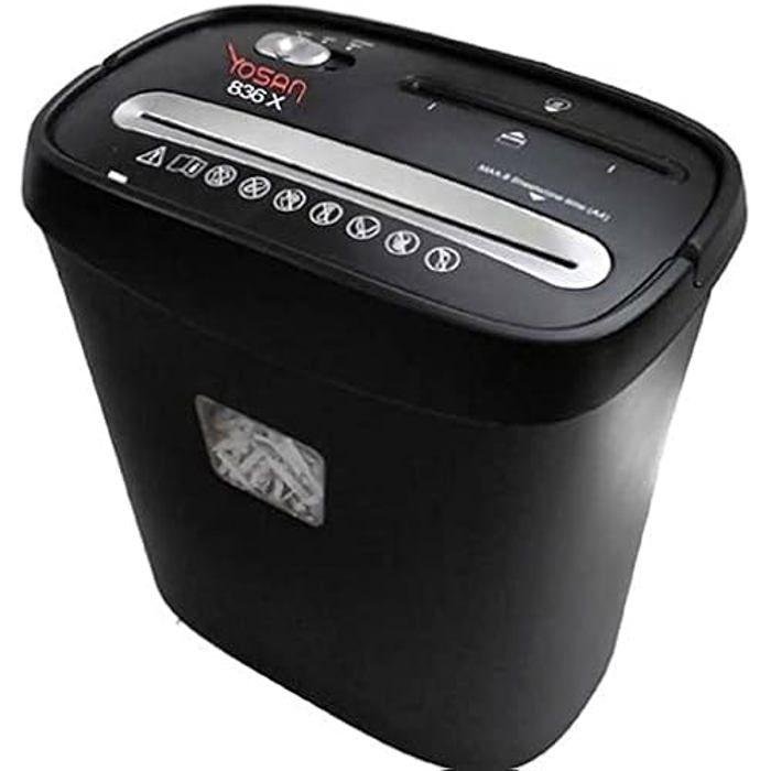 Déchiqueteuse de Papier - YOSAN - 836X - Capacité 15 L - Couleur Noir