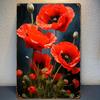 Red Flower Commemorative Metal Wall Art, a Tribute To Eternal Heroes.  Indoor and Outdoor, Ideal for Rooms, Coffee,dormitorie