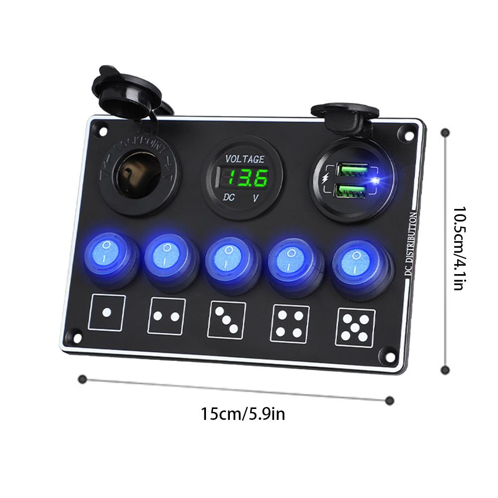 Fast Charge LED Voltmeter 12V/24V Car RV Modification Accessories Multi Switch Waterproof Dust-Proof Mobile Phone Charger Panel