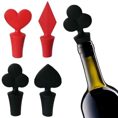Creative Hat Shape Poker Shape Wine Silicone Wine Stopper Vacuum Sealed Reusable  Storage Cap Champagne Kitchen Bar Tool