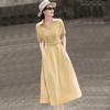 Lanseer V-Neck Short Sleeve Commuter Dress
