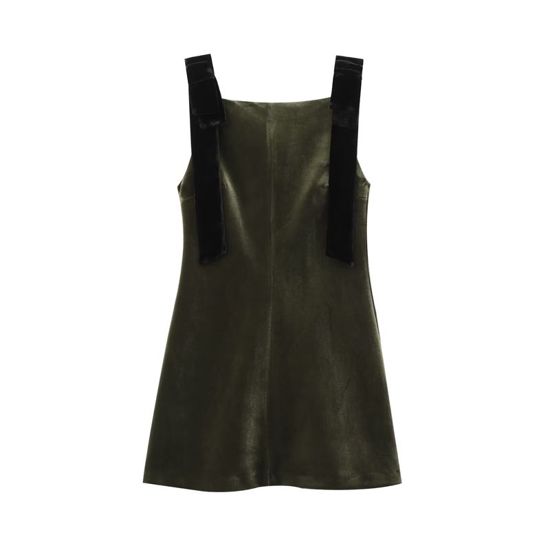 Kaslead New Arrival Women's Clothing Fashion Style Fashion Minimalist Velvet Bowknot Decoration Dress 9057777