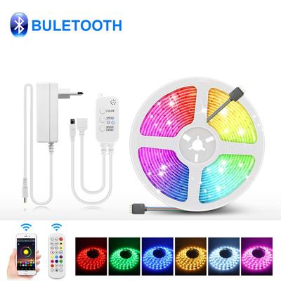 Komplettset DC12V-Steuerung Bluetooth-LED-Streifenlichter 5050 SMD wasserdichte RGB-LED-Leuchten 5M LED-Klebebanddiode EU- oder US-Adapter