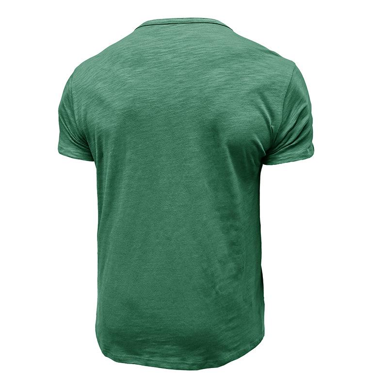 Men's Bamboo Cotton Henley T-Shirt - Short-Sleeve Outdoor European and American Style