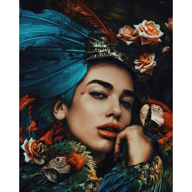5D DIY diamantová malba Zvířecí květina Africká dáma Plná Kulatá Diamantová mozaiková nálepka Diamantový křížový steh Domácí dekorace