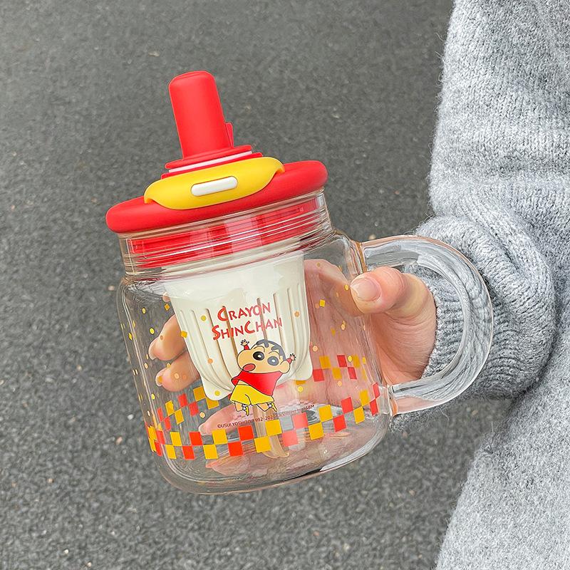 Glass female high-value with straw large-capacity student tea separation tea cup cute