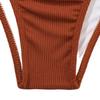 Damen Brauner Gerippter Neckholder Badeanzug mit Durchsichtigem Netz-Überzug