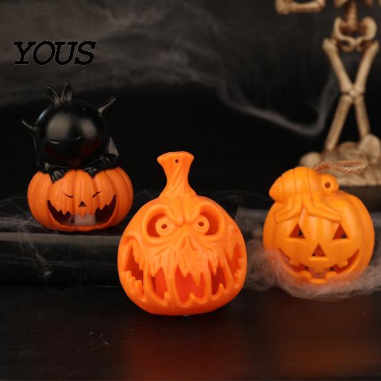 Halloween LED Light Night Light, Flameless Pumpkin Lamp, Decorative Creepy Lamp Atmosphere for Holiday Party Home Decor Detailed Theme Ornament