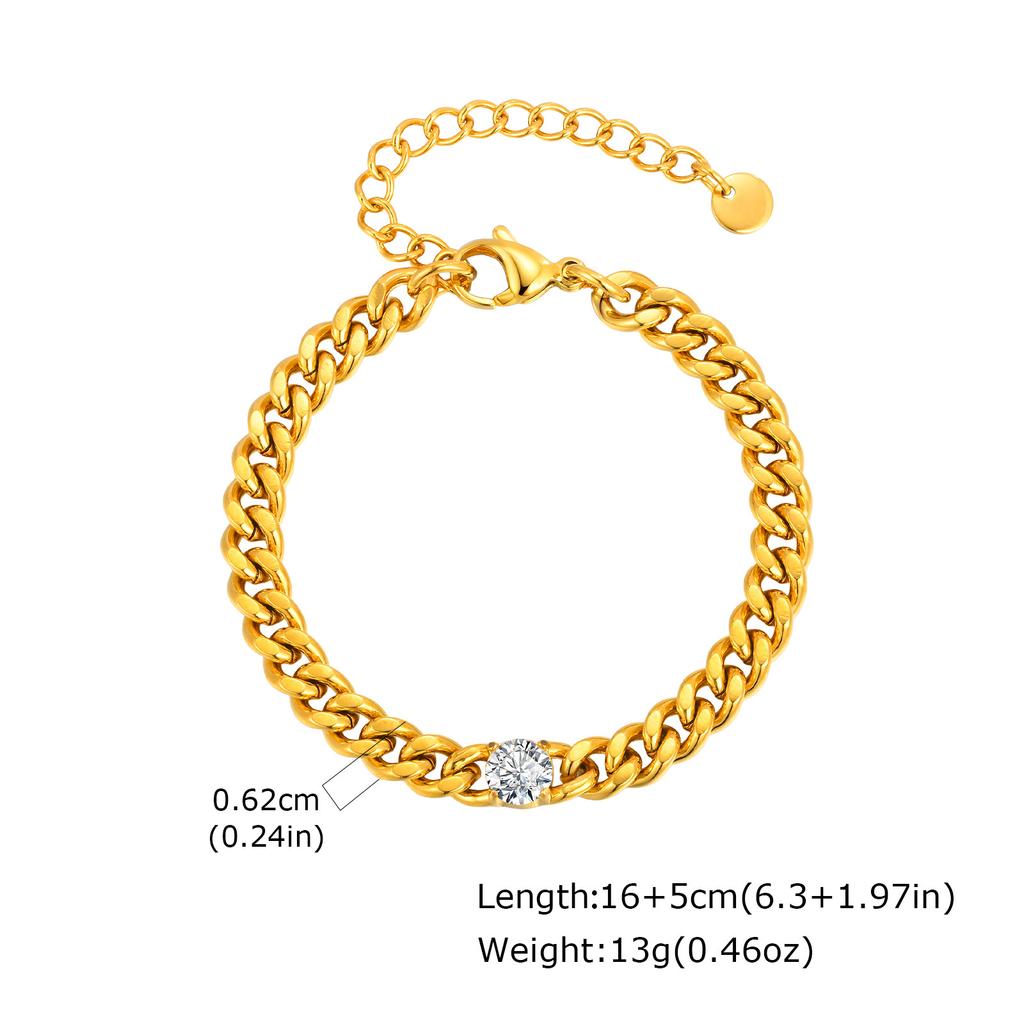 Vnox Charm Chain Bracelets For Women Statement Jewelry Gifts To Lovers Stainless Steel 18K Gold Plated Metal Bracelet