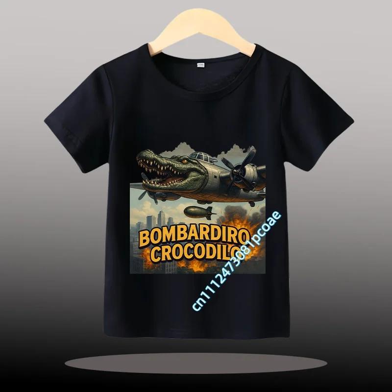 Children Unisex T-shirt Girl Boy Italian Brainrot Animals Kids Tung Tung Tung Sahur Short Sleeve Funny Meme Tee Summer Clothing