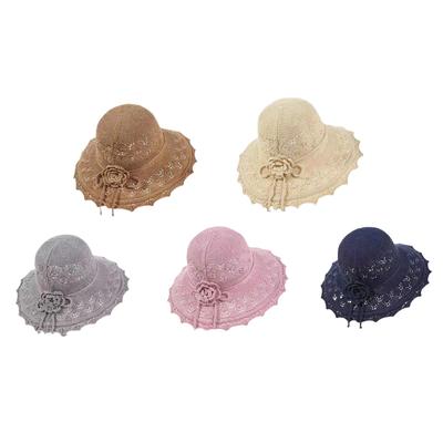 Sun Hat Large with Crocheted Flower Fashionable for Women Ladies Woven Beach Hat for Travel Seaside Holiday Vacation Outdoor