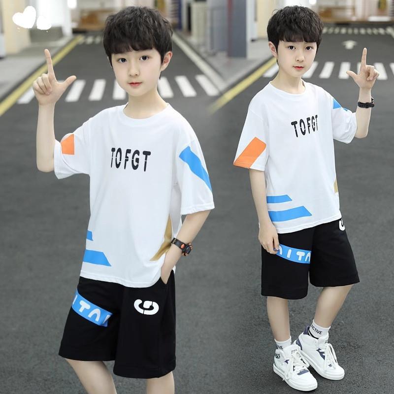 Boys' clothing set, sporty, fashionable, handsome short sleeved T-shirt