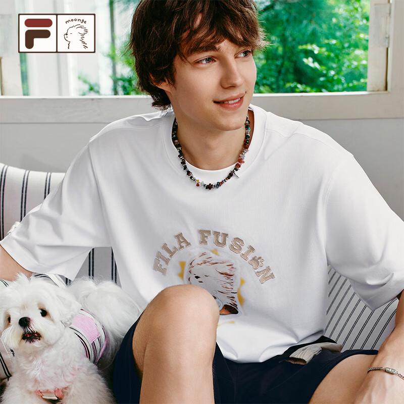 FILA FUSION Doodle Dog Co-branded Unisex Loose T-Shirt