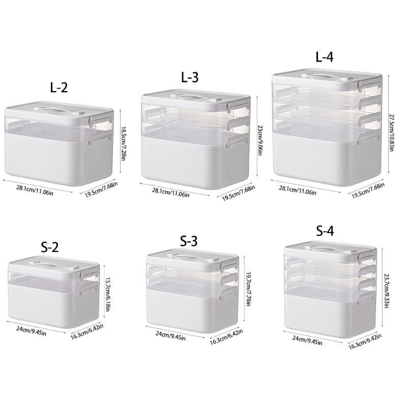 Multilayer Medicines Organizers Box With Clear Lid Large Capacity Portable Storage For Household Emergency Use