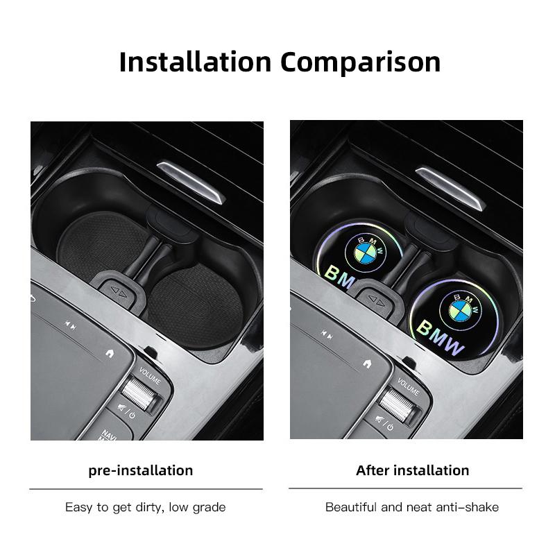 2Pcs Car Water Cup Pad Holders Non-slip Laser Logo Mat For BMW F12 F13 G11 G12 G08 E89 E86 F26 F16 F40 G30 F10 F20 F46 G14 G07