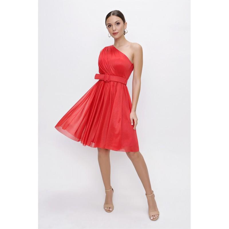 

Серебристое вечернее платье на одно плечо