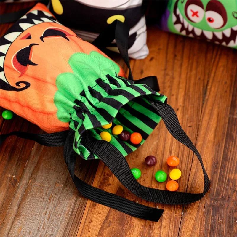 Bulk Halloween Candy Bags Pumpkin Drawstring Snack Bags Small Trick or Treat Favors for Kids Classroom Party Supplies