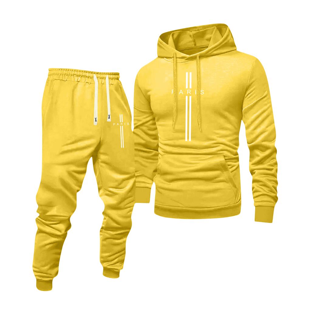 Men's Printed Hooded Sweatshirt And Sweatpants Casual Sports Suit