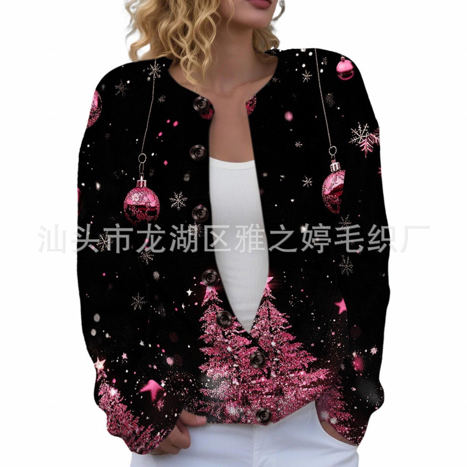 YLQ-SDYK1-5 Christmas crew neck cardigan 3D printed sweater new supply in 2026 S